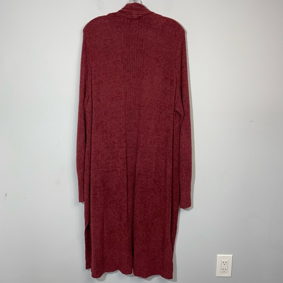 Barefoot Dreams CozyChic Lite Catalina Cardi Sweater Garnet Red Cardigan Duster - Picture 7 of 16